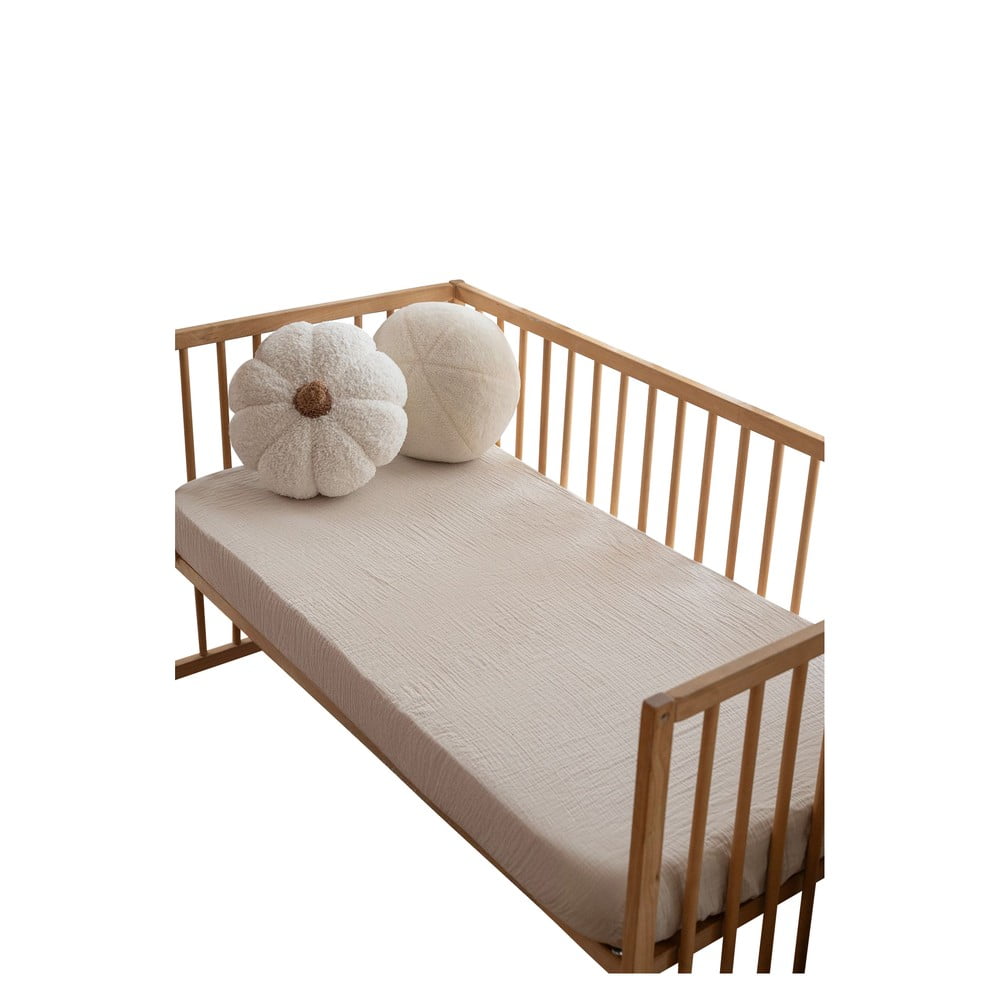 Béžová napínacia mušelínová detská plachta do postieľky 60x120 cm Burumcuk – Mijolnir