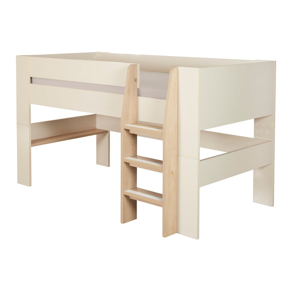 Béžová vyvýšená detská posteľ bez roštu 90x200 cm Loft – Roba