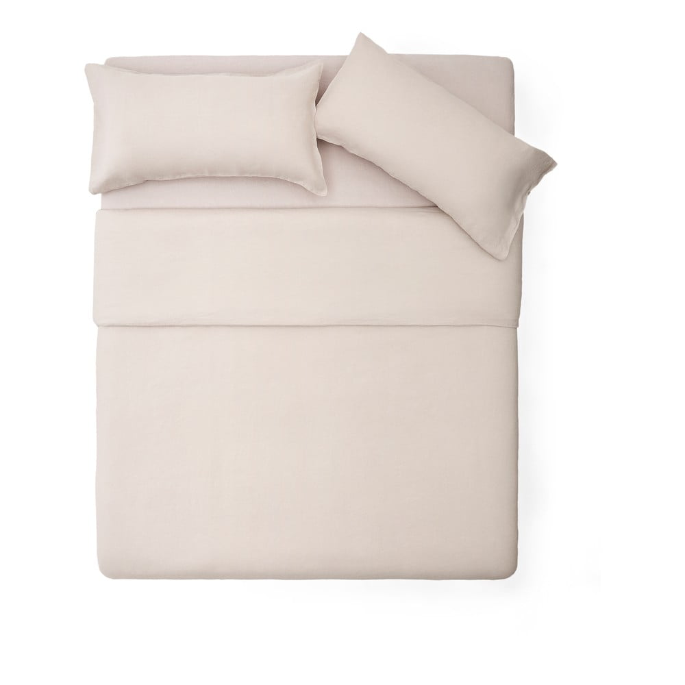 Obliečky sivobéžové na dvojlôžko/predĺžené s prímesou ľanu 240x220 cm Simmel – Kave Home