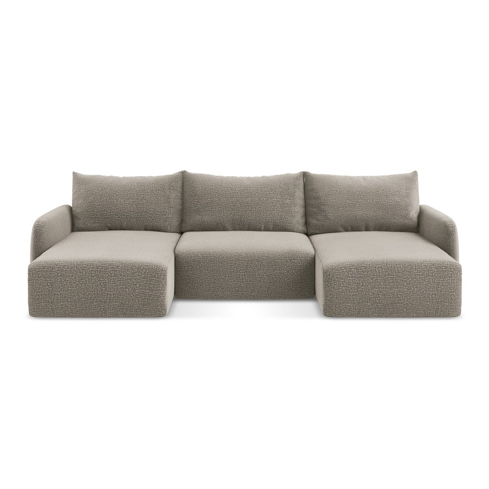 Béžová rozkladacia/s úložným priestorom rohová pohovka Kalena – Makamii