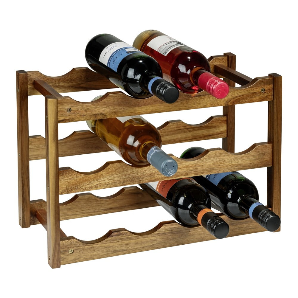 Regál na víno z masívu akácie v prírodnej farbe počet fliaš 12 42x28x21 cm Fondi – Wenko