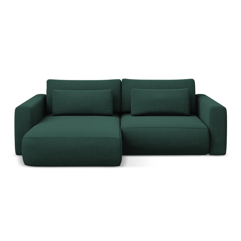 Zelená rozkladacia/s úložným priestorom rohová pohovka (ľavý roh/s leňoškou) Kapua – Makamii