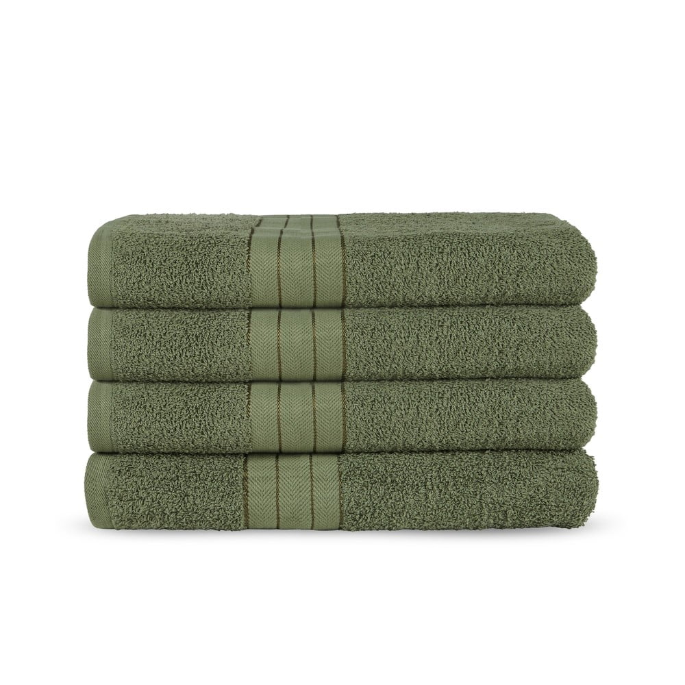 Tmavozelené froté bavlnené uteráky v súprave 4 ks 50x100 cm – Good Morning