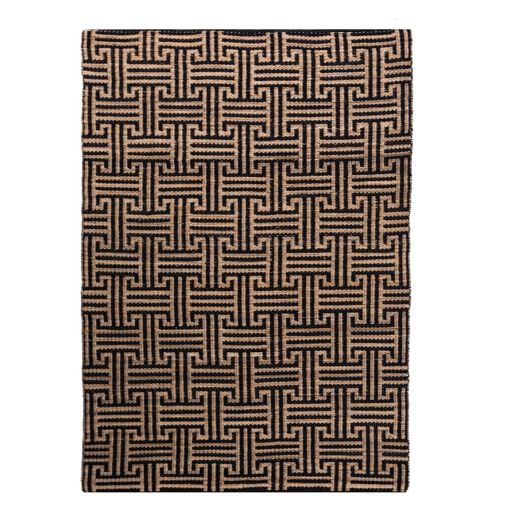 Čierny/v prírodnej farbe ručne tkaný koberec s prímesou juty 200x290 cm Meander Jute – Flair Rugs