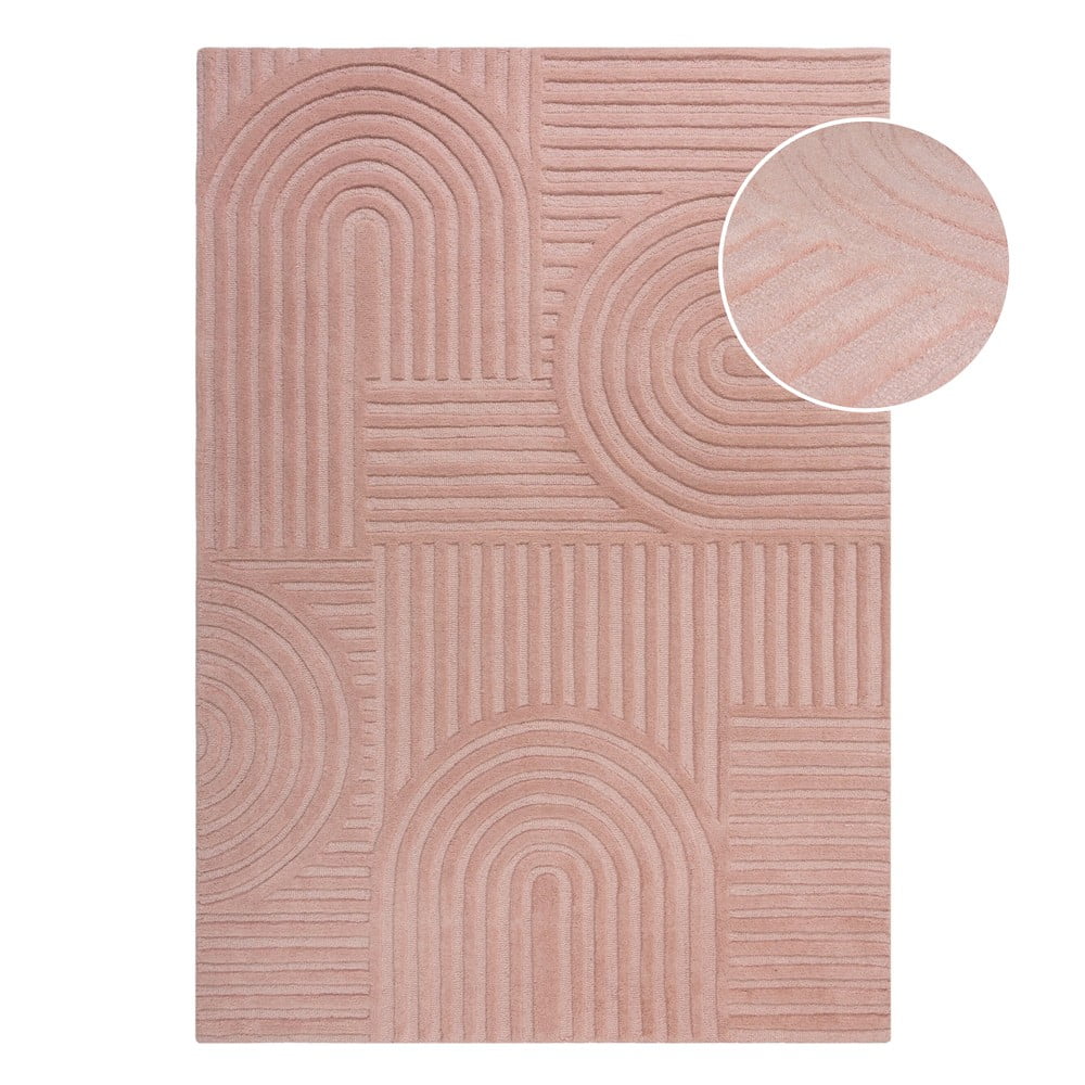 Ružový vlnený koberec Flair Rugs Zen Garden