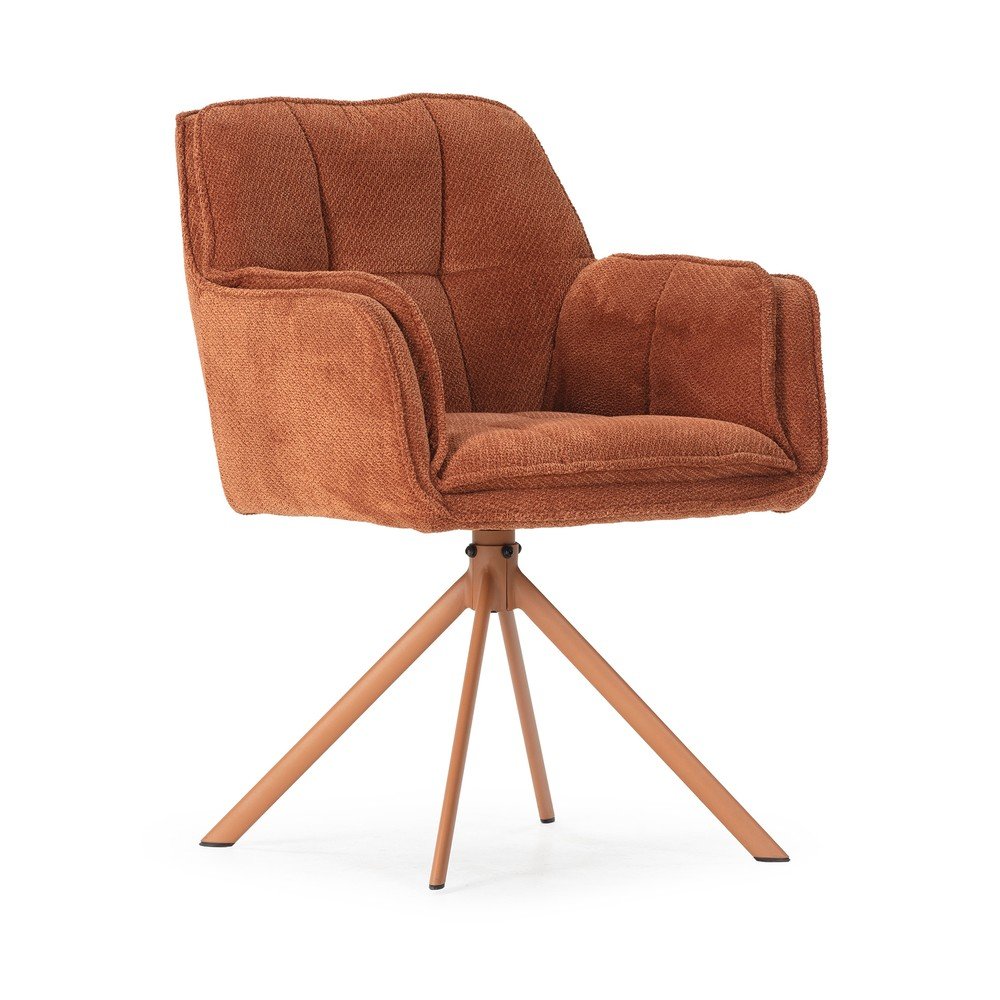 Terakotové čalúnené jedálenské kreslá v súprave 2 ks Keiko – Marckeric