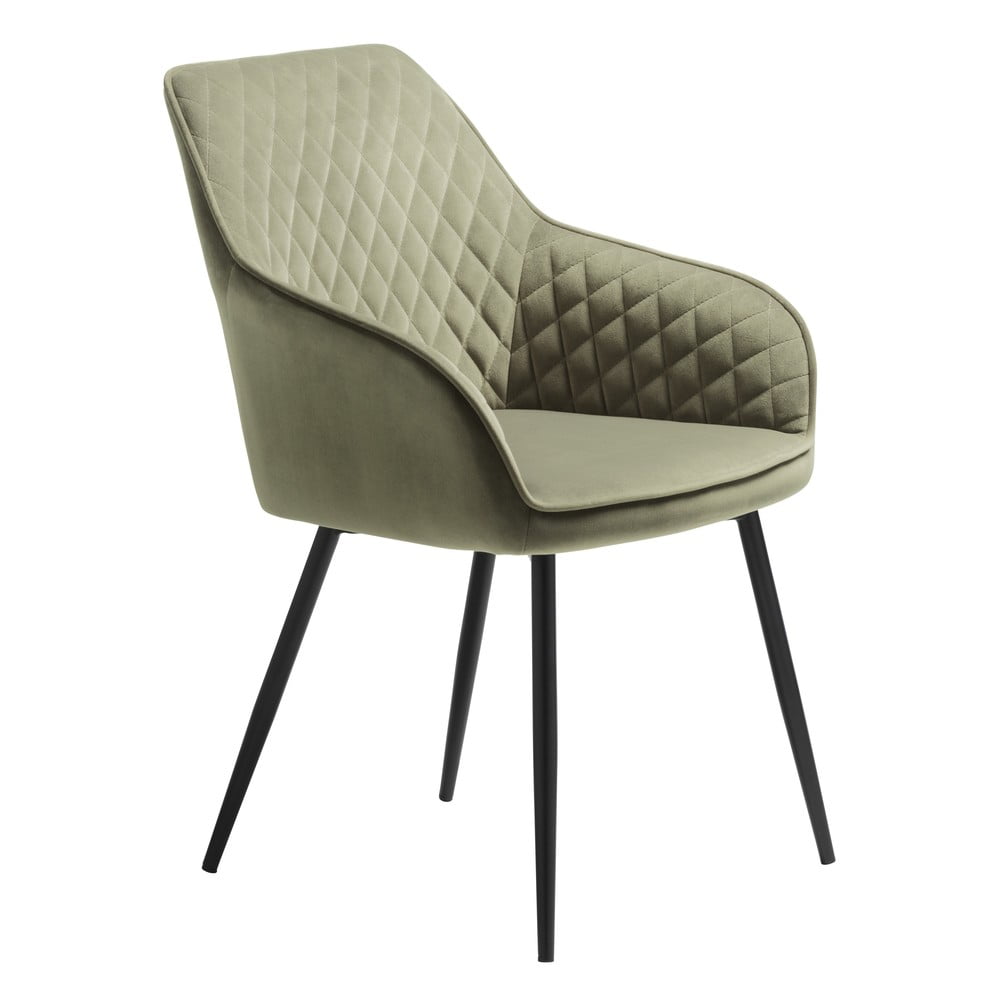 Khaki čalúnené jedálenské kreslo s podrúčkami Milton – Unique Furniture