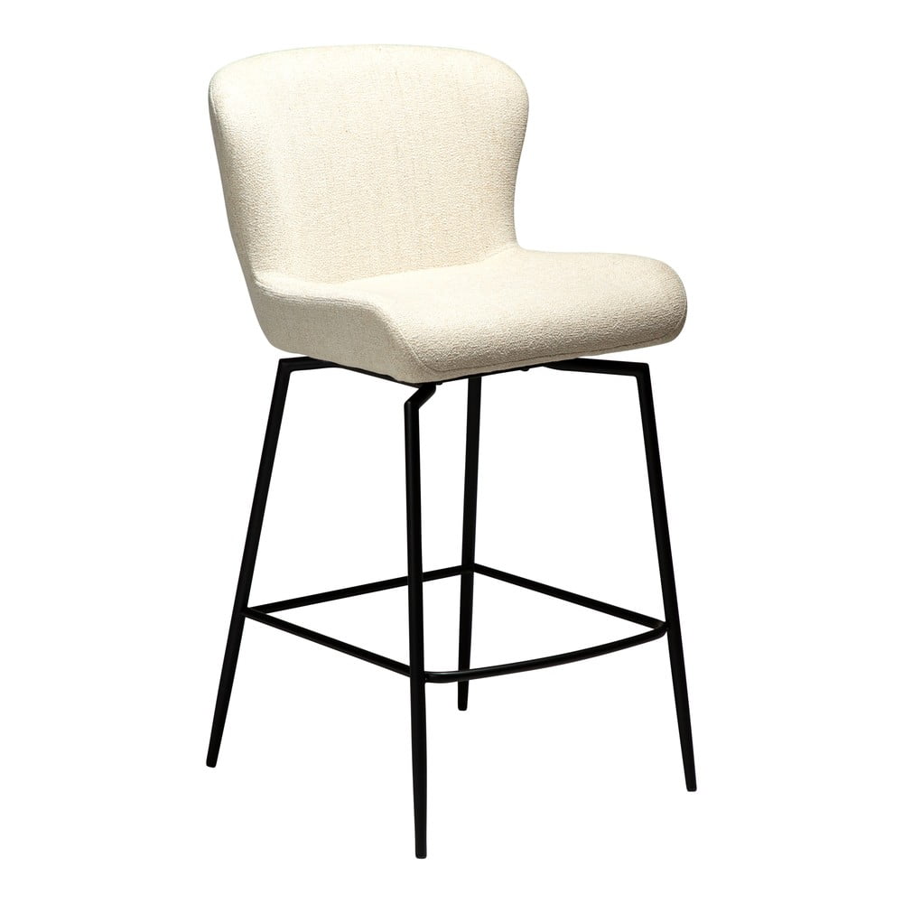 Krémovobiela čalúnená barová stolička (výška sedadla 67