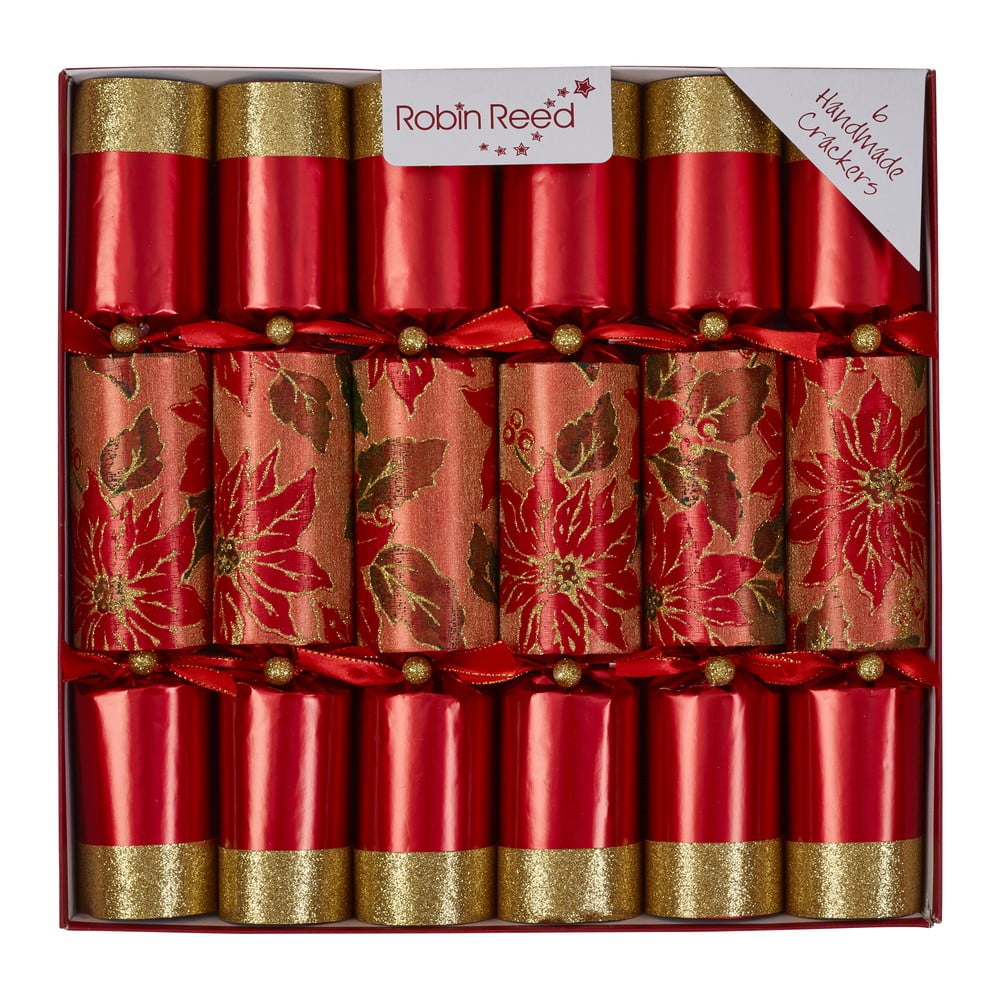 Vianočné crackery v súprave 6 ks Glittery Poinsettia – Robin Reed