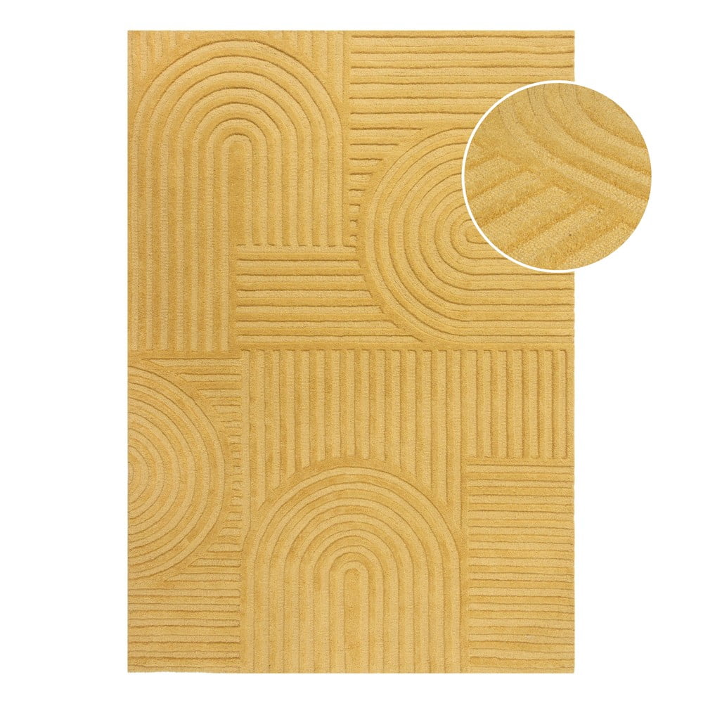 Žltý vlnený koberec Flair Rugs Zen Garden