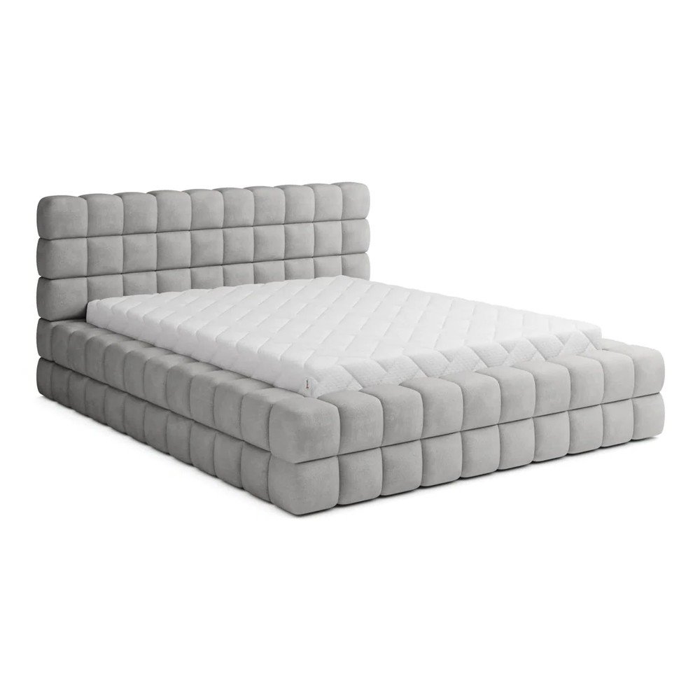 Sivá čalúnená dvojlôžková posteľ s úložným priestorom s roštom 180x200 cm Dizzle – ELTAP
