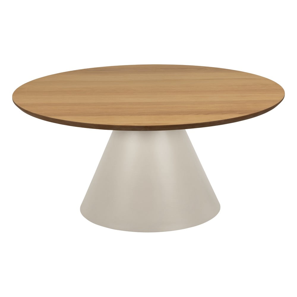 Okrúhly konferenčný stolík s doskou v dubovom dekore v krémovo-prírodnej farbe ø 85 cm Soli – Actona