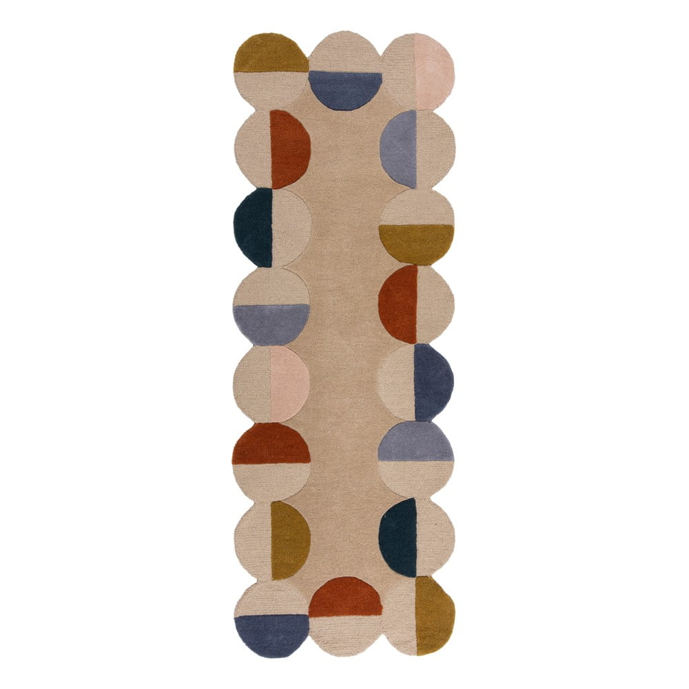 Béžový ručne tkaný vlnený behúň 80x230 cm Mia Scallop Frame – Flair Rugs