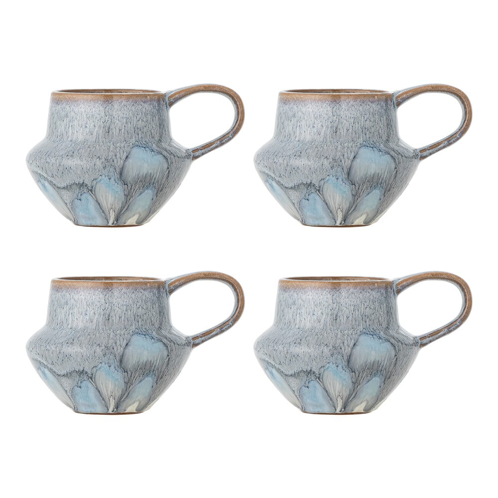 Svetlomodré hrnčeky v súprave 4 ks z kameniny 300 ml Bessie – Bloomingville