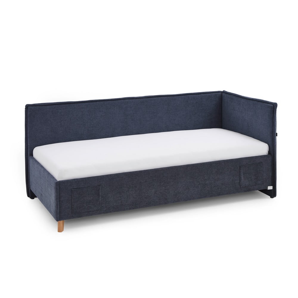 Tmavomodrá čalúnená rohová detská posteľ bez roštu 90x200 cm Fun – Meise Möbel