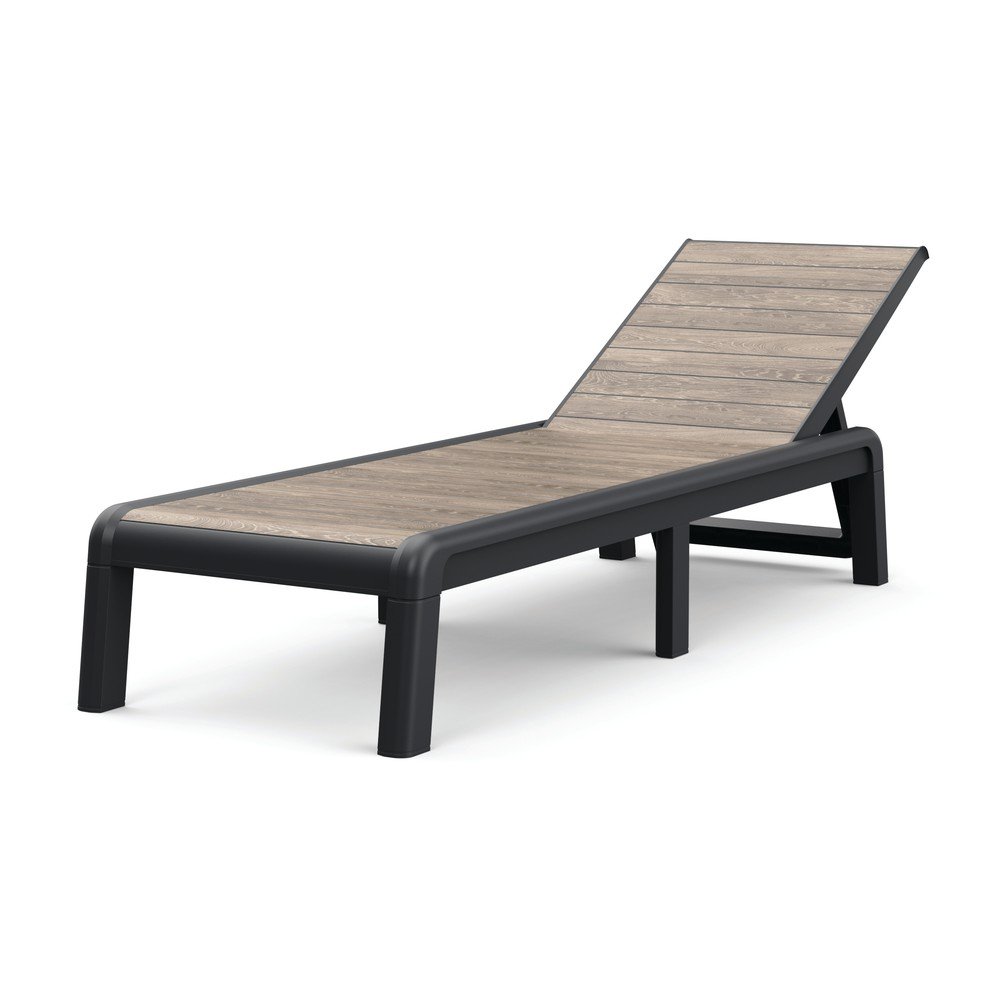 Hnedé plastové polohovacie/skladacie záhradné ležadlo Deco Porto – Keter