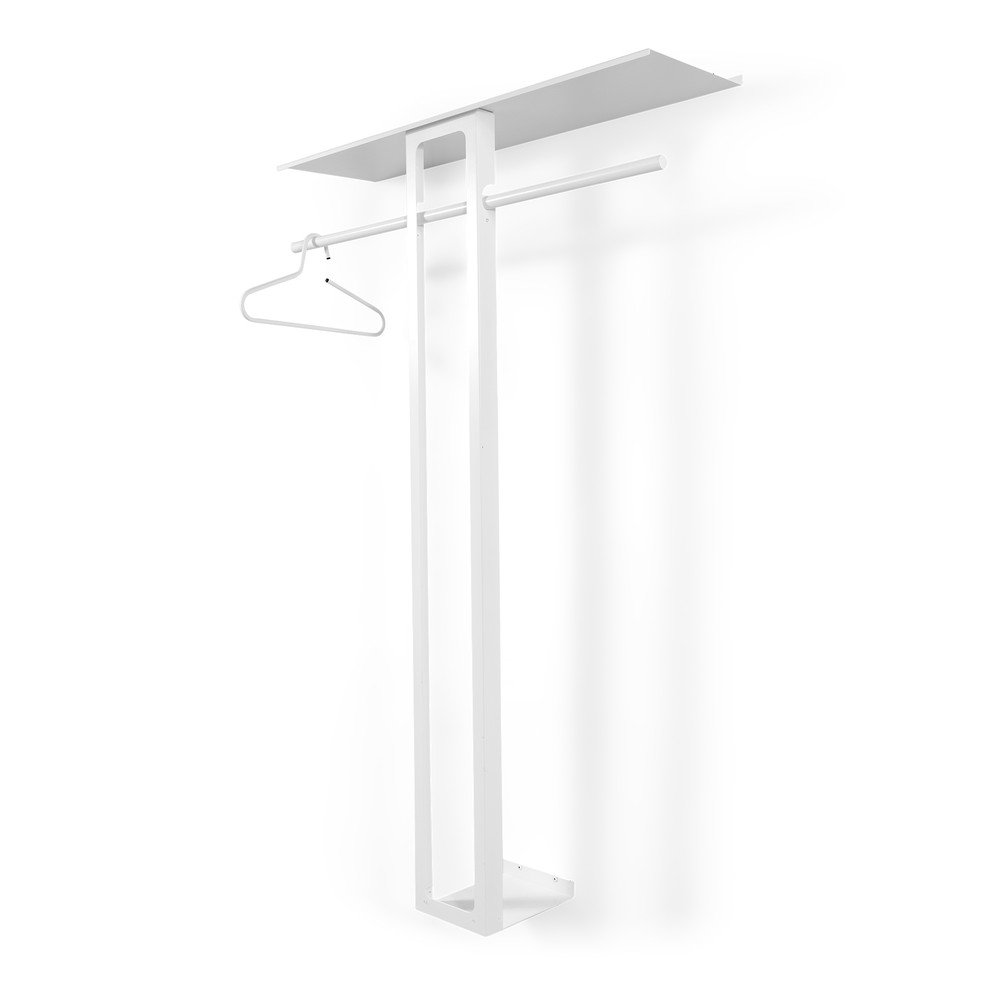 Biely oceľový nástenný vešiak s poličkou 100 cm Luno Large – Spinder Design