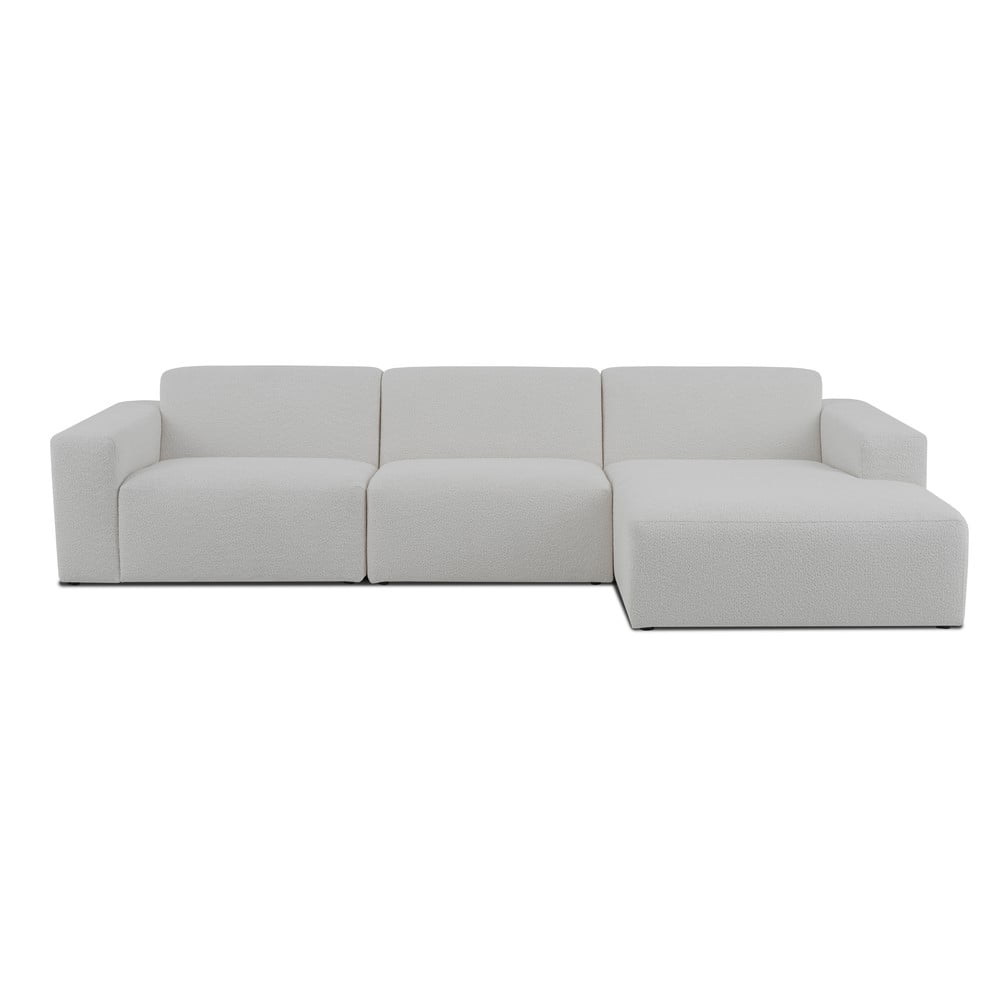 Biela rohová pohovka z textílie buklé (pravý roh) Roxy – Scandic