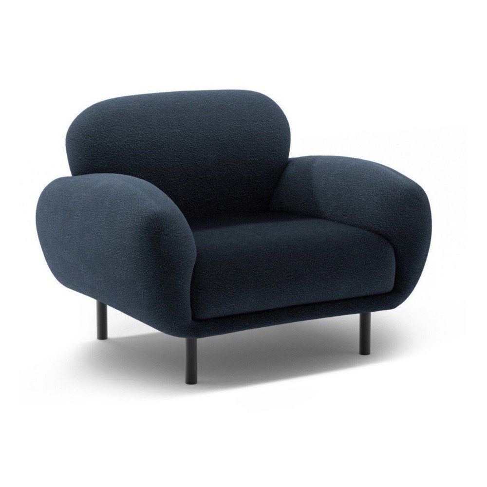 Tmavomodré kreslo z textílie buklé Poppy – Micadoni