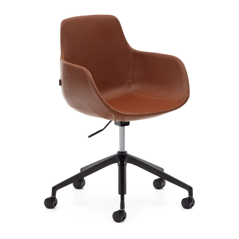 Koňakovohnedá kancelárska stolička z imitácie kože Tissiana – Kave Home