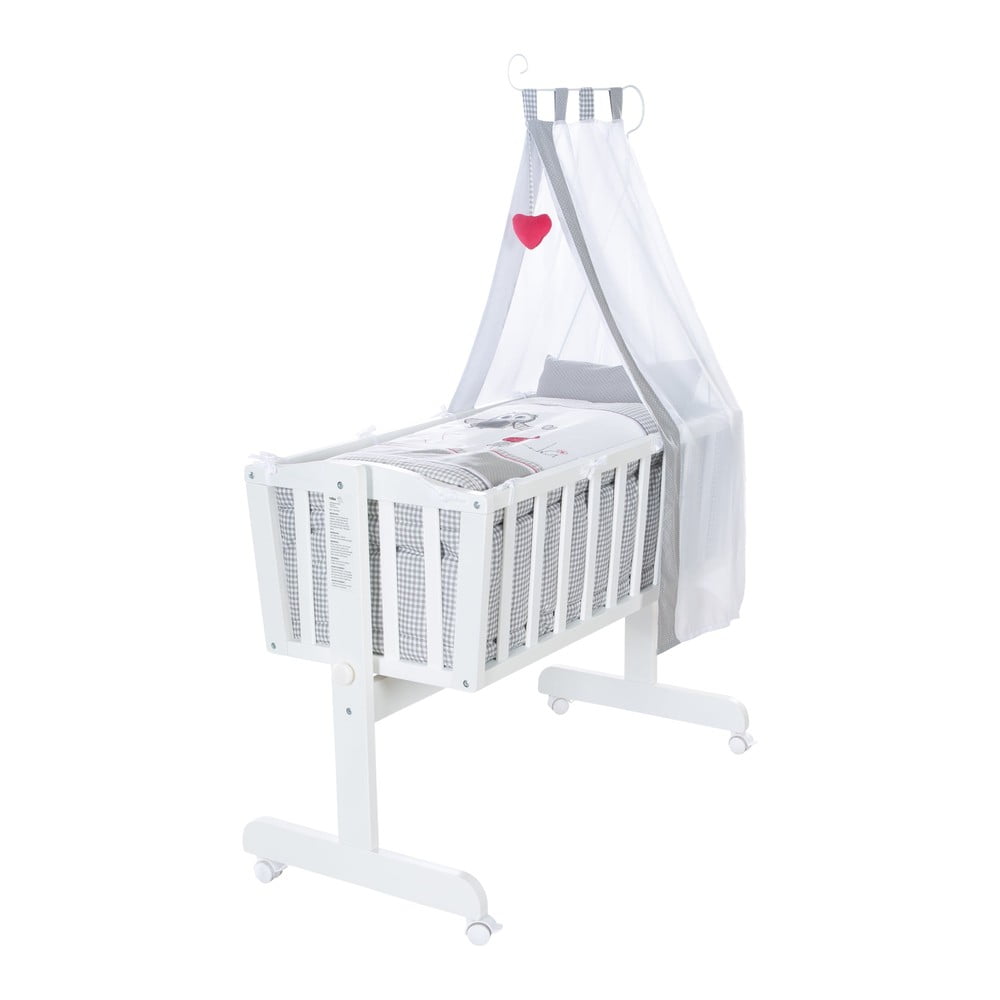 Biela kolíska na kolieskach s baldachýnom 40x90 cm Adam & Eule – Roba