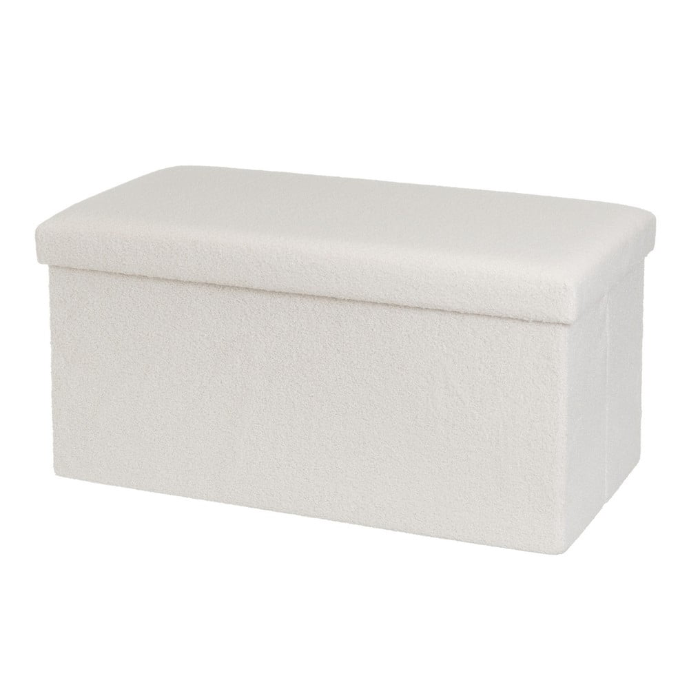 Biely taburet z textílie buklé Ecru – Casa Selección