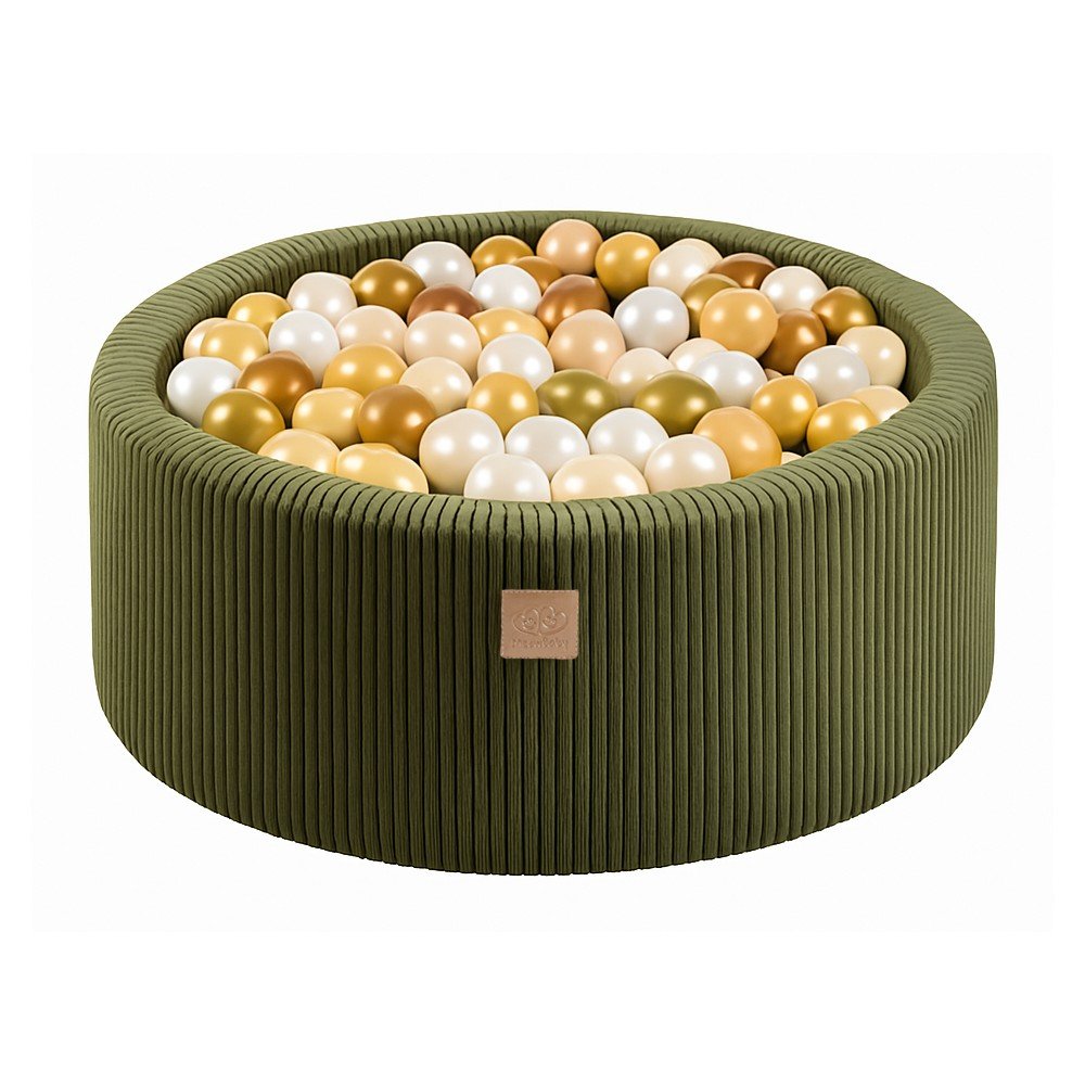 Kaki menčestrový bazénik s loptičkami 90x90x30 cm Montessori – Meowbaby