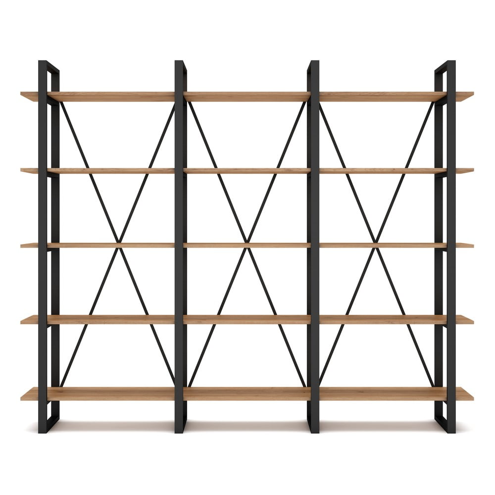 Čierny/prírodný regál v dekore duba 218x180 cm Aviva – Marckeric