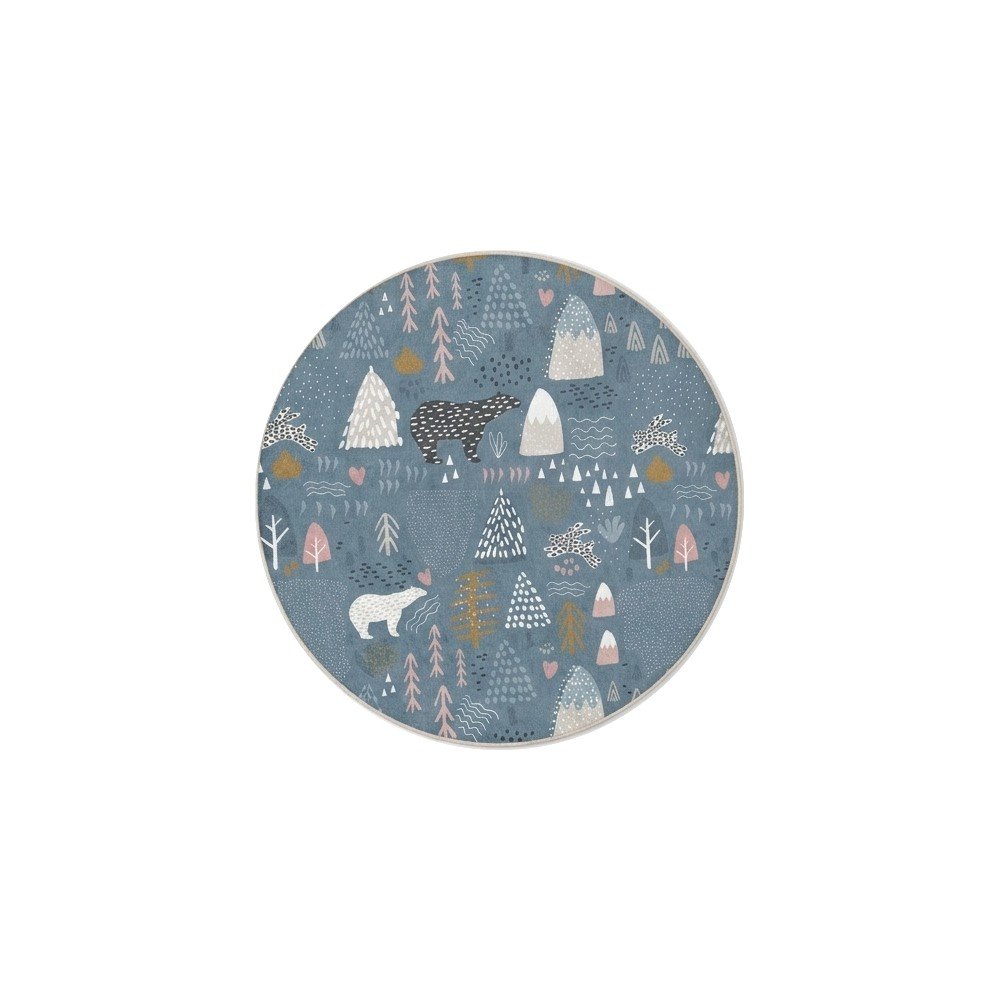 Modrý prateľný detský koberec ø100 cm Forest Land – Mila Home