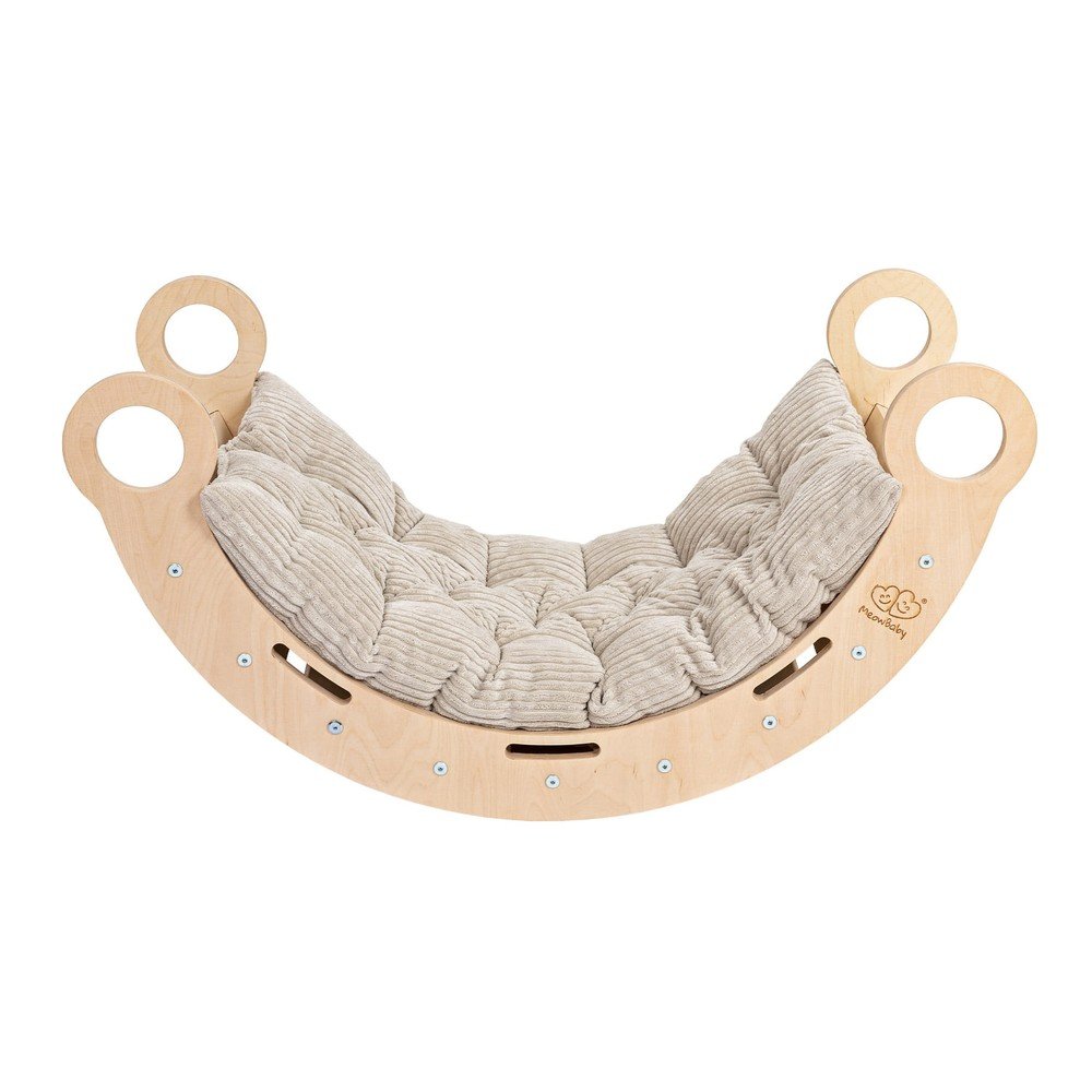 Béžová/v prírodnej farbe hojdačka z borovicového dreva 39x75x38 cm Montessori – Meowbaby