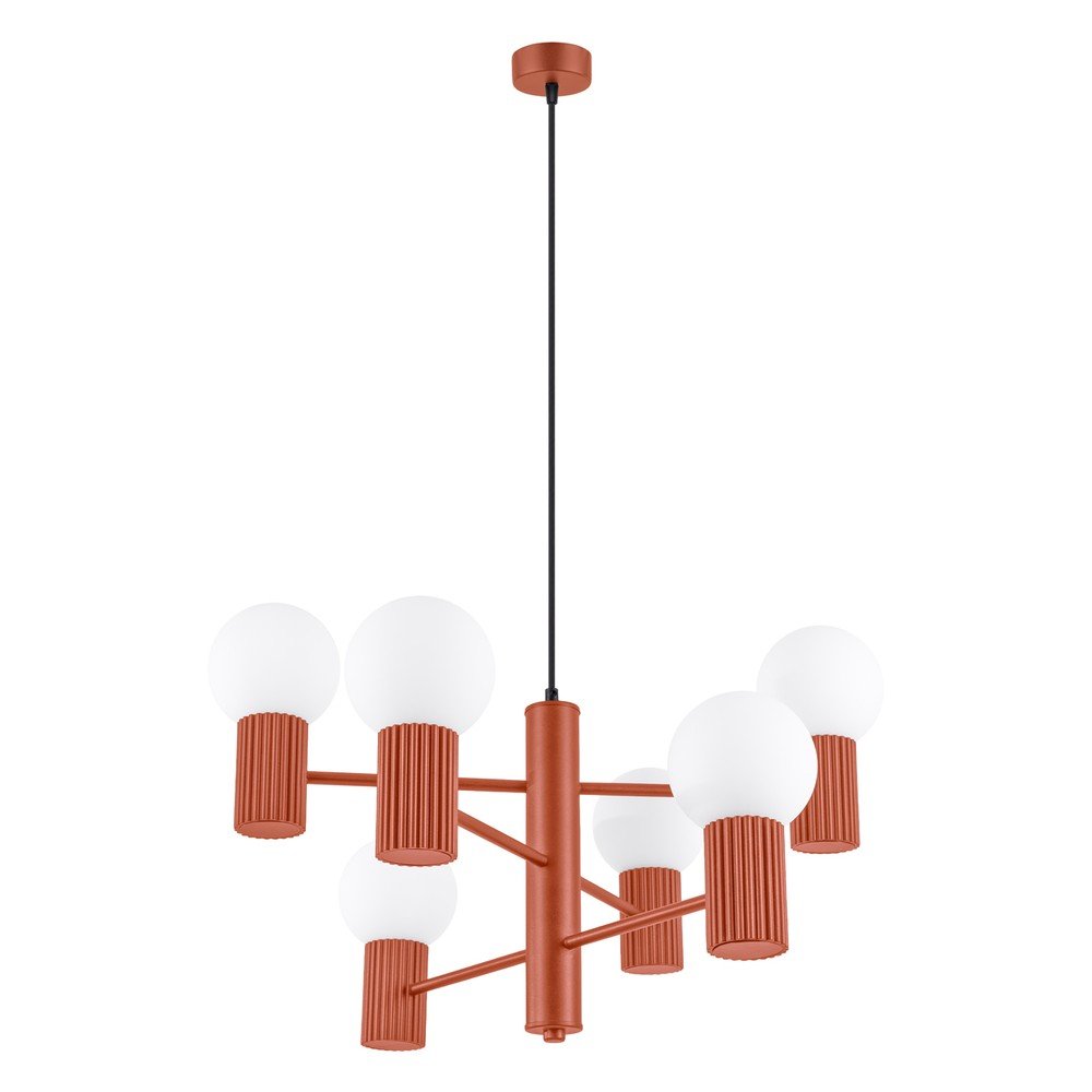 Oranžové závesné svietidlo so skleneným tienidlom Orbital – Sollux