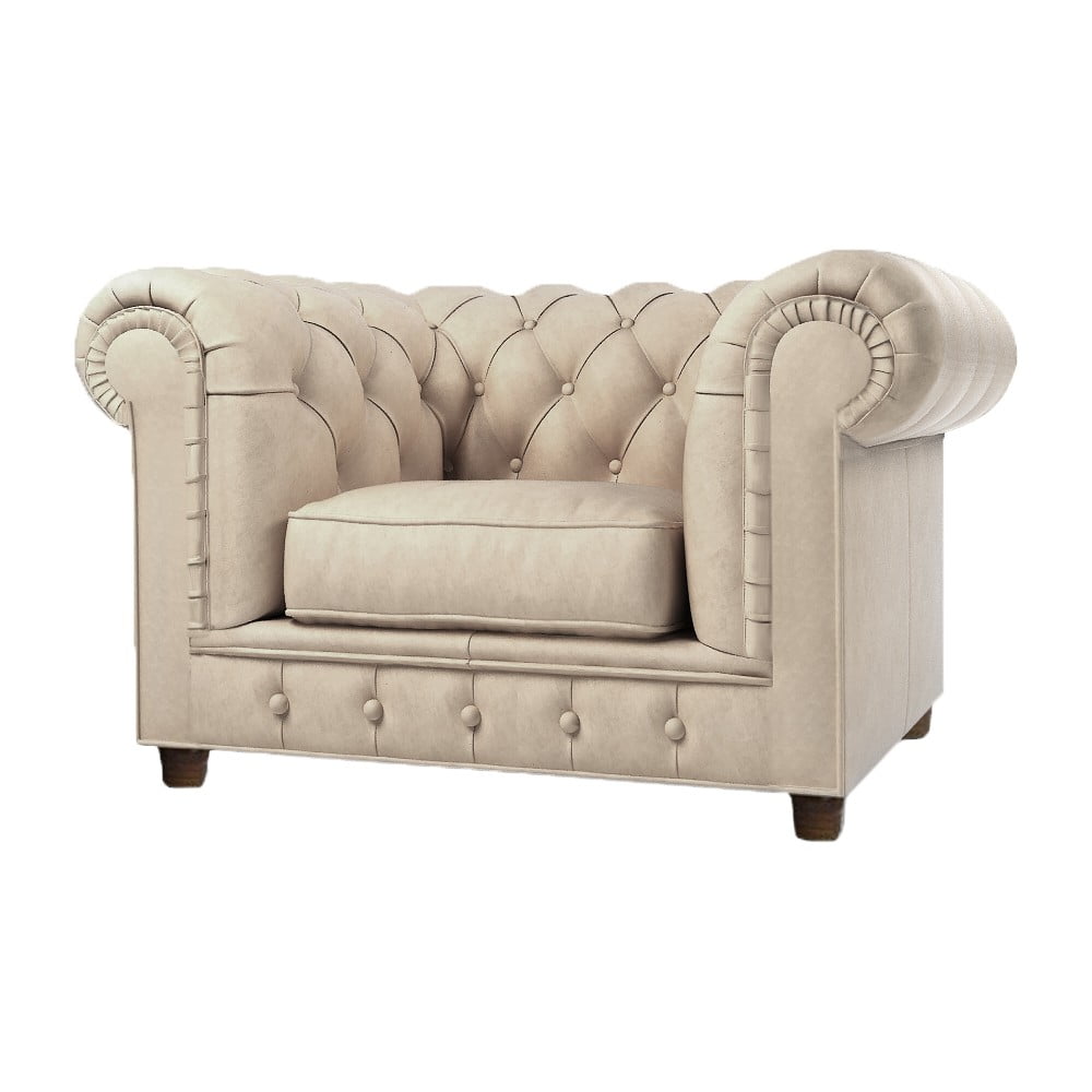 Krémové zamatové kreslo Cambridge - Ropez