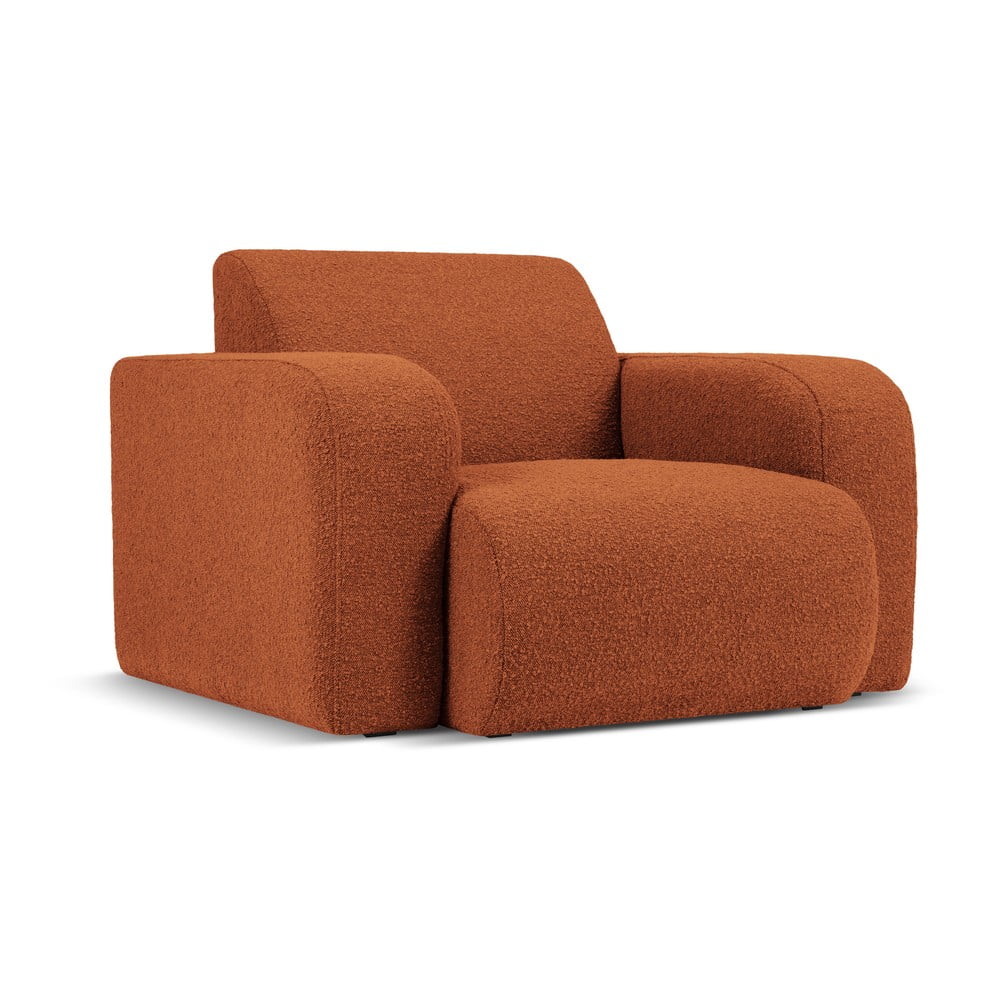 Hnedé kreslo z textílie bouclé Molino – Micadoni Home