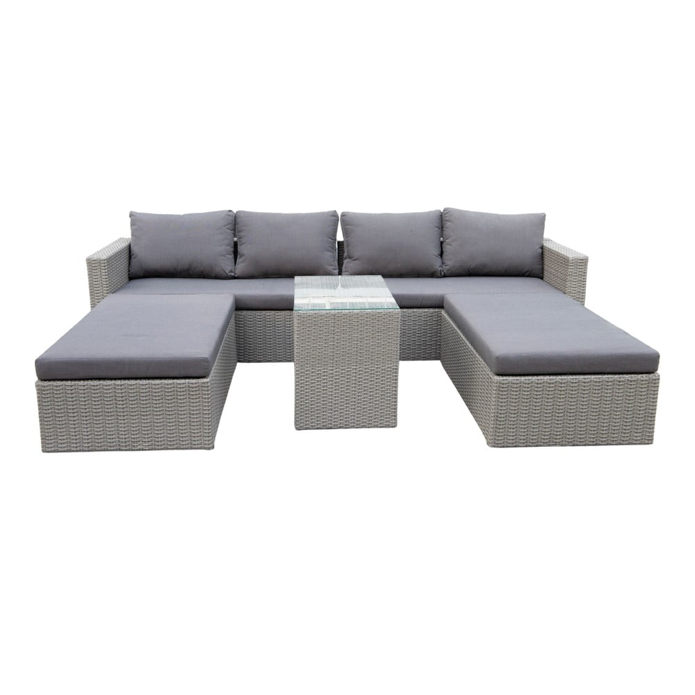 Sivý záhradný lounge set z umelého ratanu pre 4 Drammen - Bonami Selection