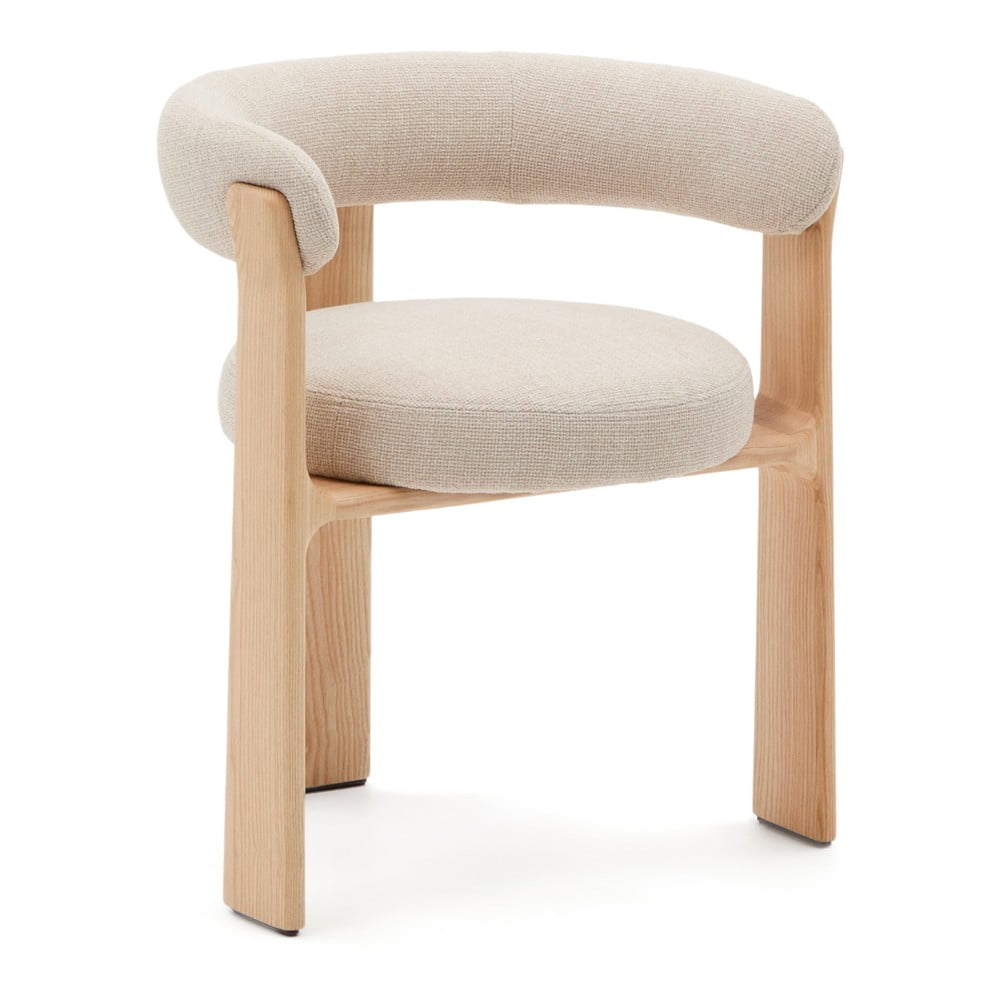 Béžové/v prírodnej farbe jedálenské kreslo s podrúčkami z jaseňového dreva Granite – Kave Home