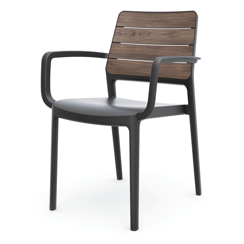 Tmavosivá/tmavohnedá plastová záhradná stolička Deco Porto – Keter