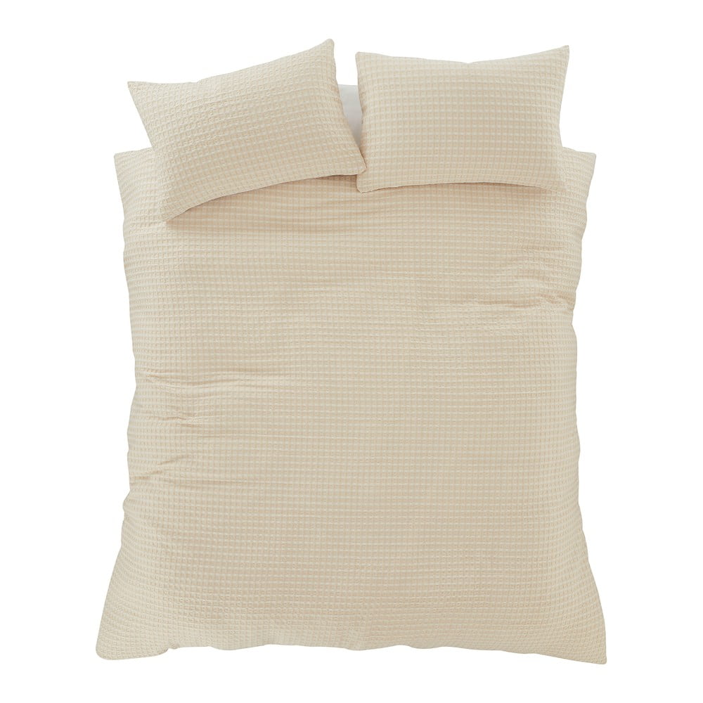 Béžové predĺžené obliečky na dvojlôžko 230x220 cm Muscat Waffle – Pineapple Elephant