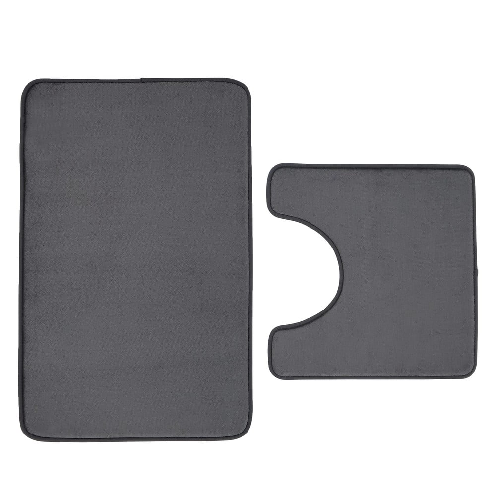 Tmavosivé WC kúpeľňové predložky z pamäťovej peny v súprave 2 ks 50x80 cm Anti-Bacterial – Catherine Lansfield