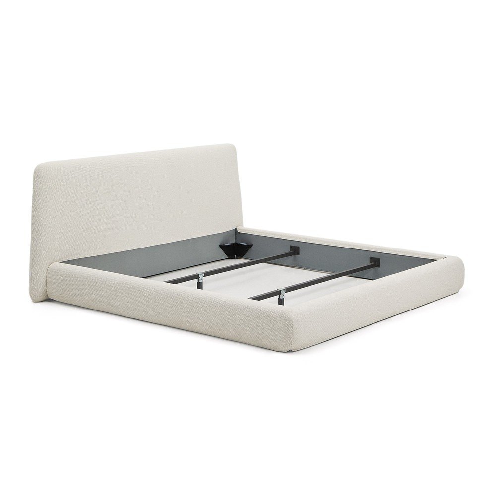 Béžová čalúnená dvojlôžková posteľ bez roštu 180x200 cm Martina – Kave Home