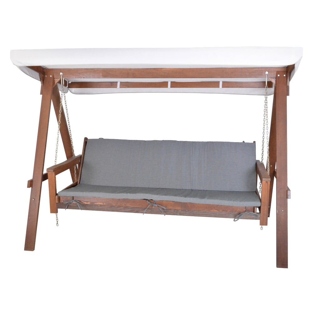 Sivo-hnedá drevená záhradná hojdačka Adelaida – Rojaplast