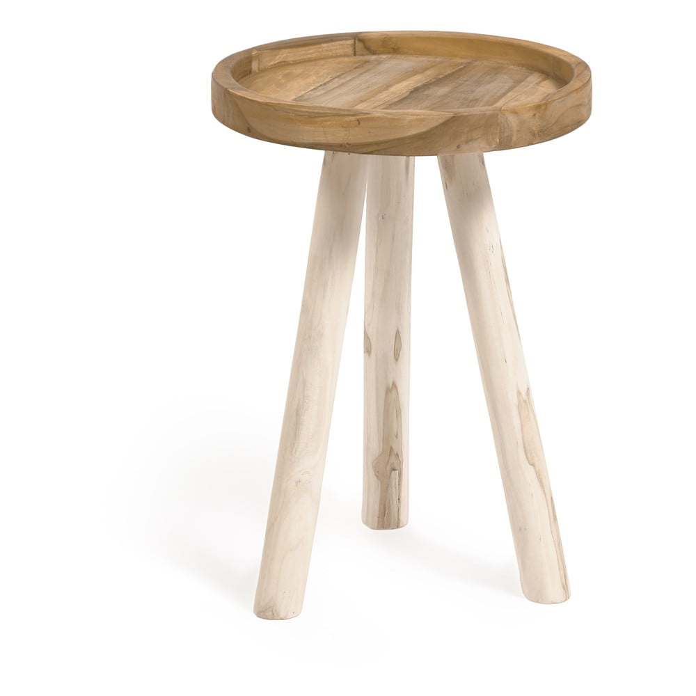 Okrúhly odkladací stolík z tíkového dreva ø 35 cm Glenda – Kave Home
