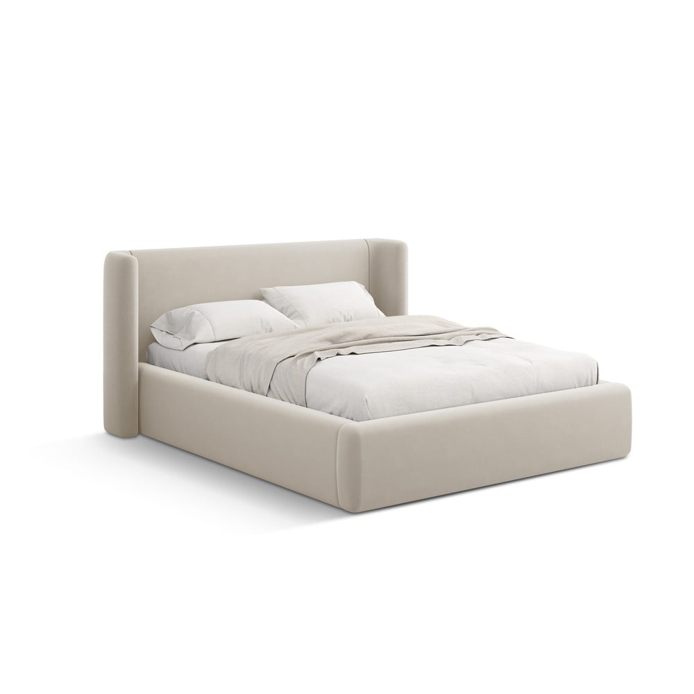 Béžová čalúnená dvojlôžková posteľ s úložným priestorom s roštom 160x200 cm Jason – Windsor & Co Sofas