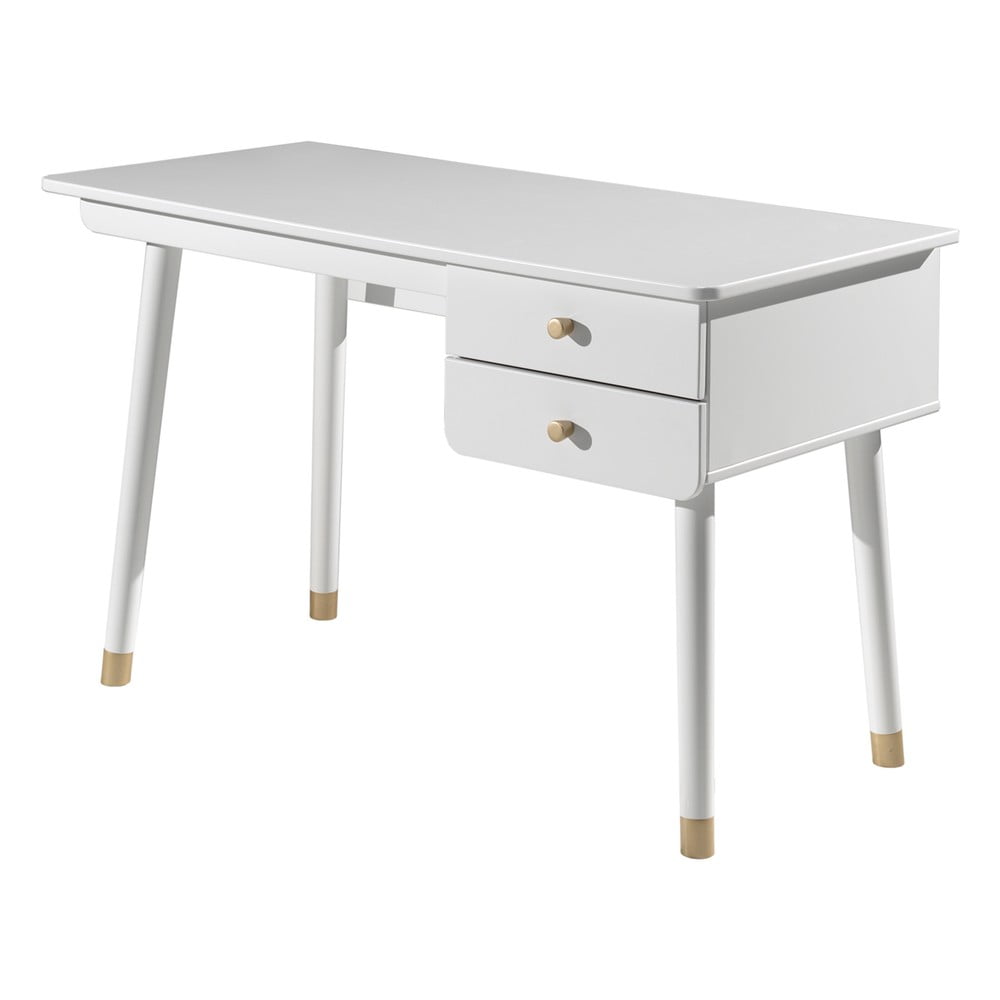 Biely detský pracovný stôl z borovicového dreva Vipack Billy