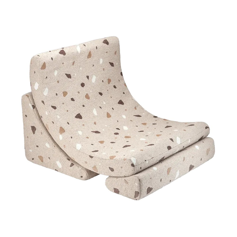 Svetlohnedé detské kresielko z textílie buklé/ženilkové Terrazzo Moon – Wigiwama