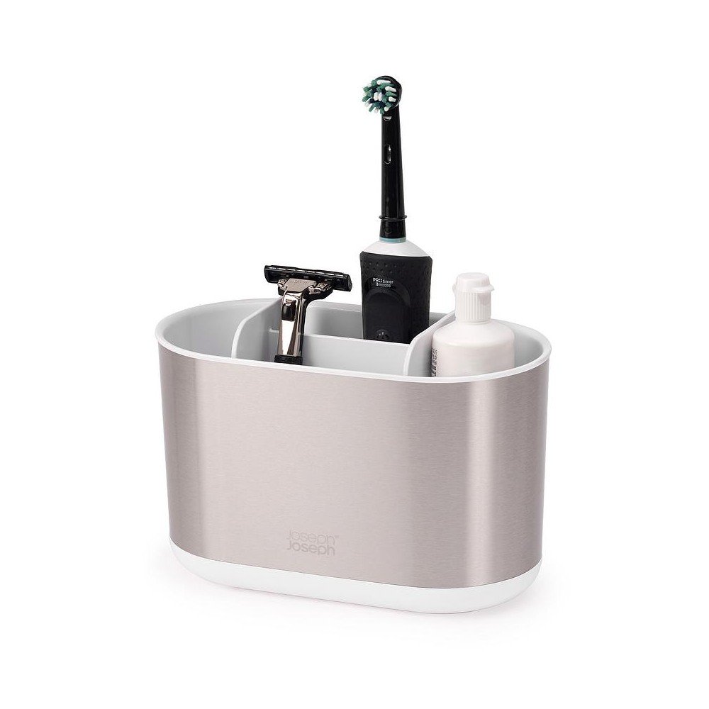 Stojan na zubné kefky z nehrdzavejúcej ocele v striebornej farbe Duo Steel – Joseph Joseph