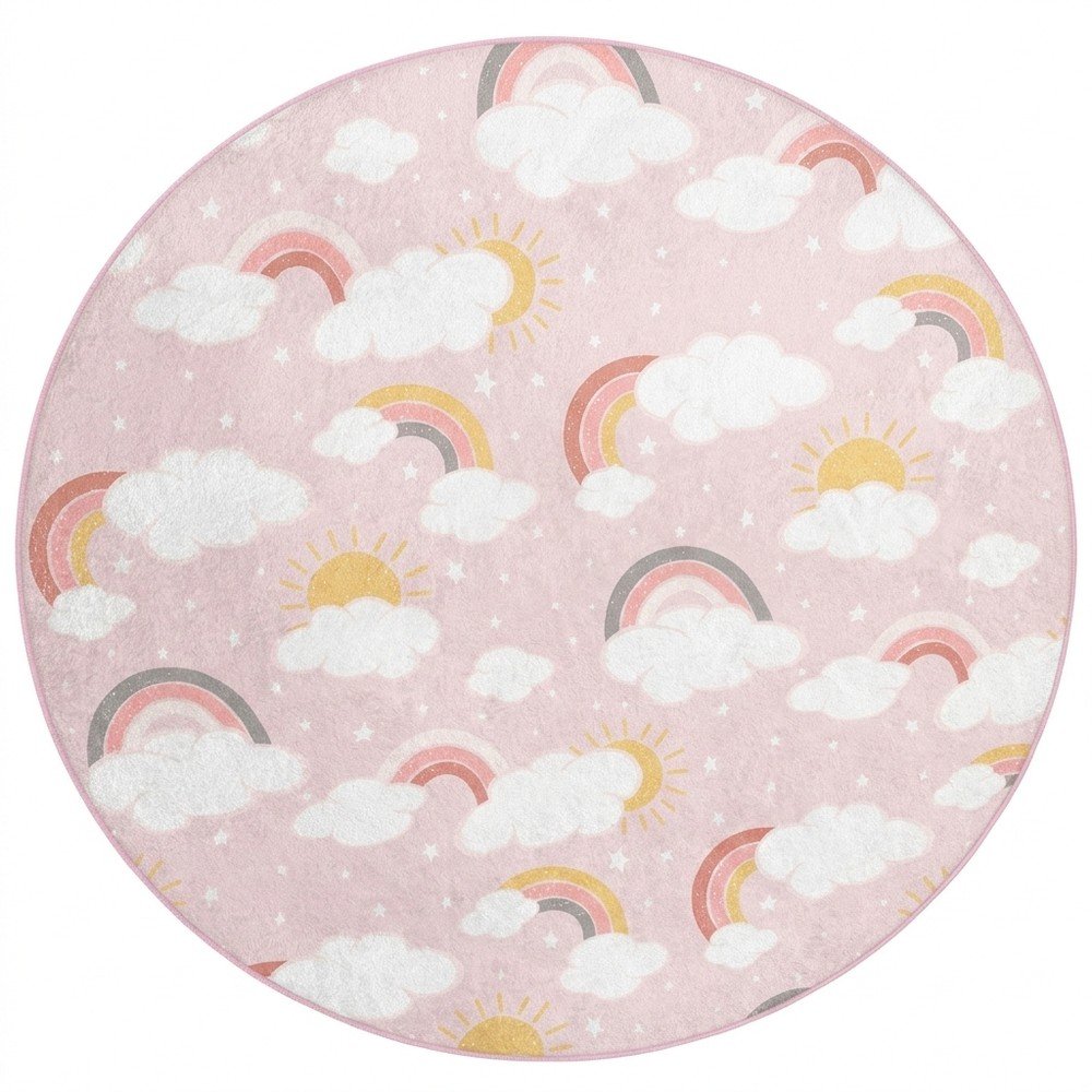 Ružový prateľný detský koberec ø100 cm Rainbow World – Mila Home