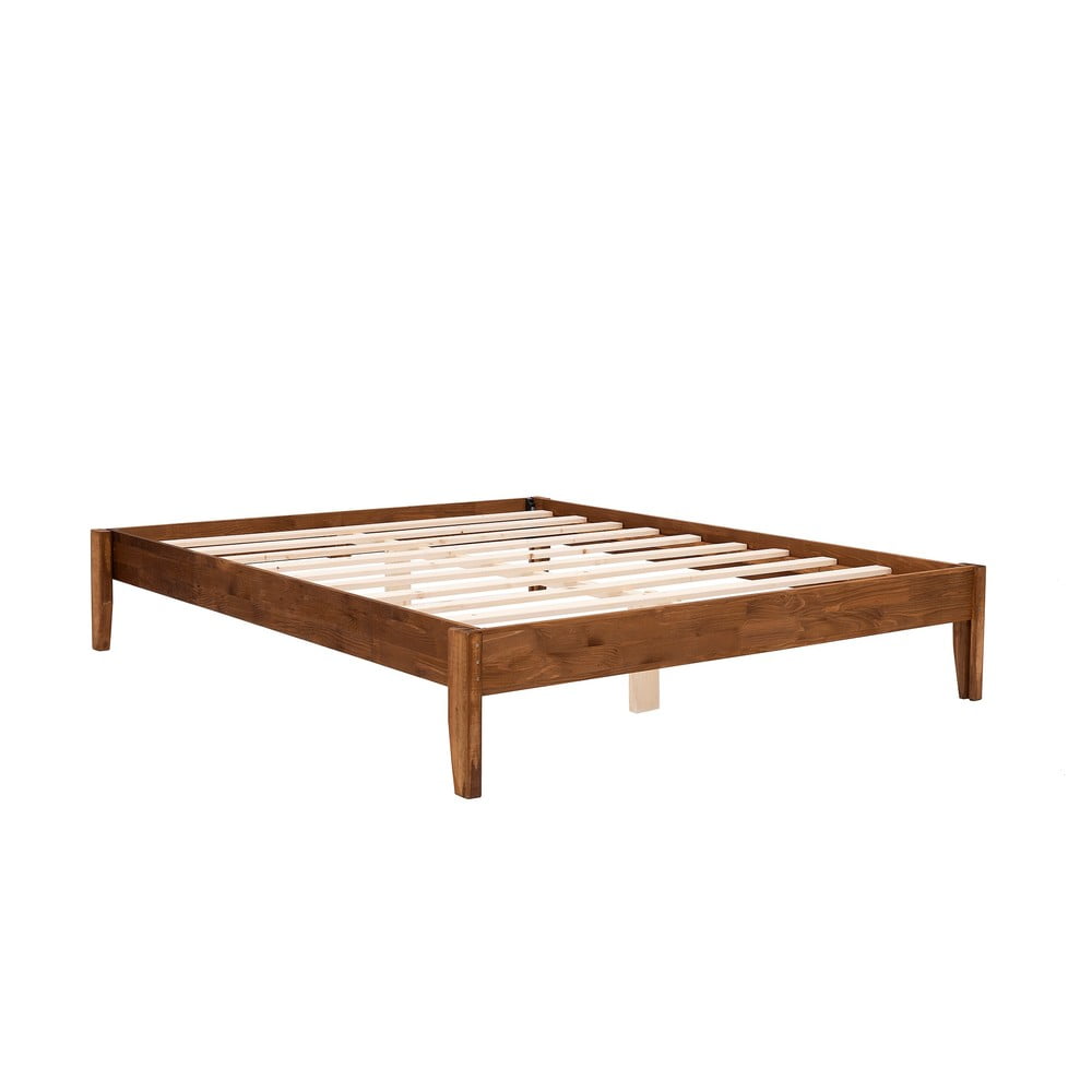 Dvojlôžková posteľ zo smrekového dreva s roštom v tmavohnedo-prírodnej farbe 160x200 cm Galaksi – Kalune Design