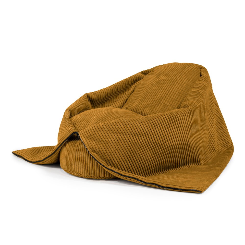 Menčestrový detský sedací vak v horčicovej farbe Cocoon 100 – SLOWDOWN