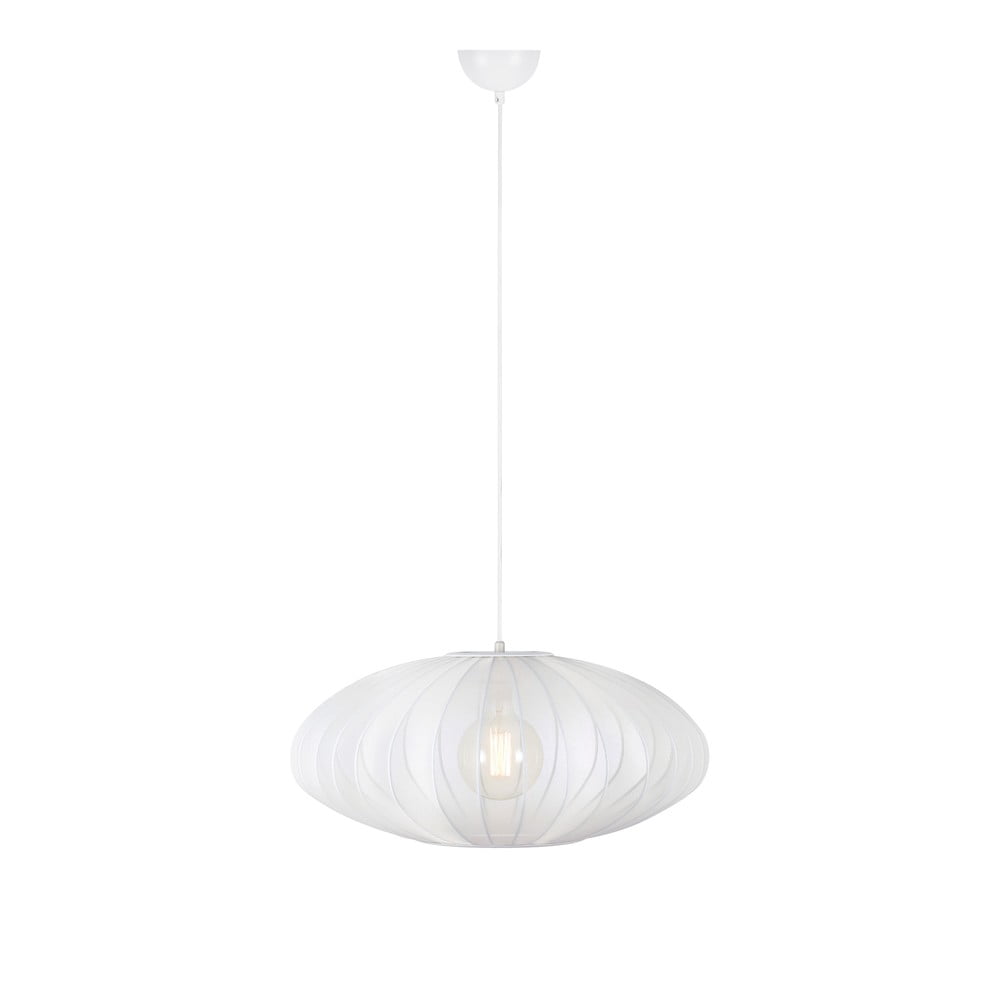 Biele závesné svietidlo s textilným tienidlom ø 60 cm Florence – Markslöjd