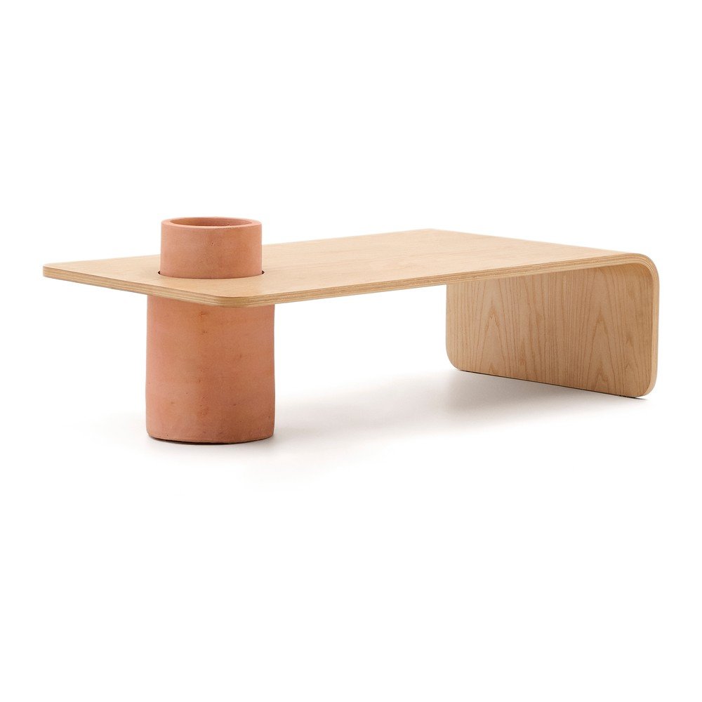 Okrúhly konferenčný stolík v dekore jaseňa v prírodnej farbe 60x110 cm Olaria – Kave Home